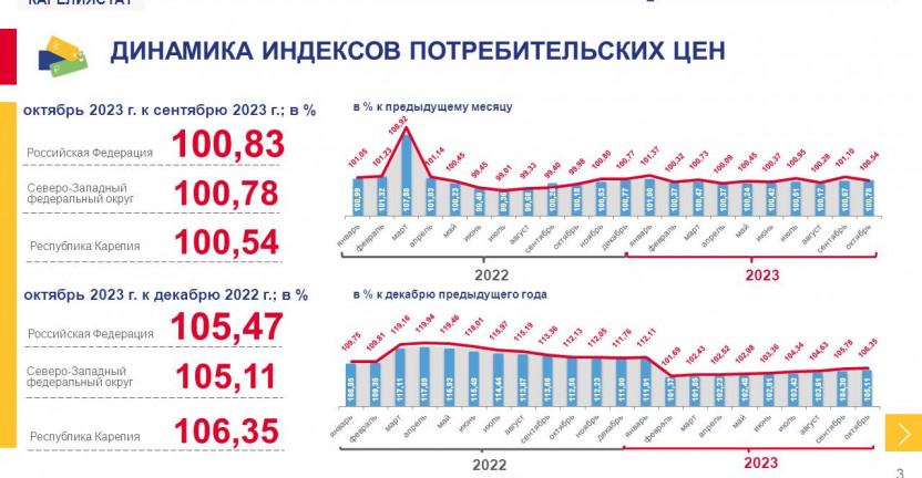 Индекс потребительских цен по Республике Карелия - октябрь 2023 года